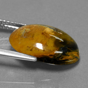 Pietersita multicolorido natural 5,93ct, corte oval, opaco