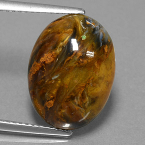 Pietersita multicolorido natural 7,10ct, corte oval, opaco