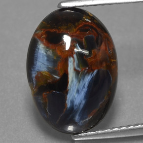 Pietersita multicolorido natural 4,81ct, corte oval, opaco