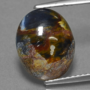 Pietersita multicolorido natural 3,48ct, corte oval, opaco