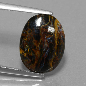 Pietersita multicolorido natural 3,16ct, corte oval, opaco