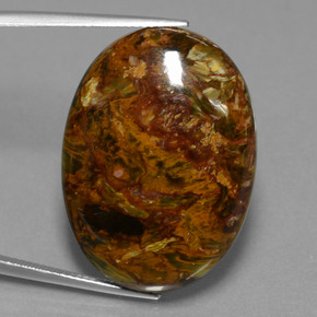 Pietersita multicolorido natural 37,98ct, corte oval, opaco