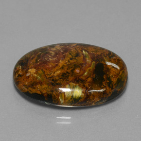 Pietersita multicolorido natural 37,98ct, corte oval, opaco