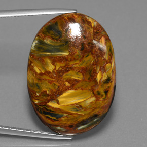 Pietersita multicolorido natural 29,67ct, corte oval, opaco