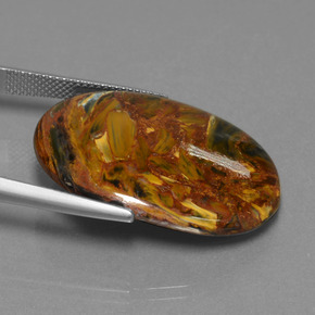 Pietersita multicolorido natural 29,67ct, corte oval, opaco