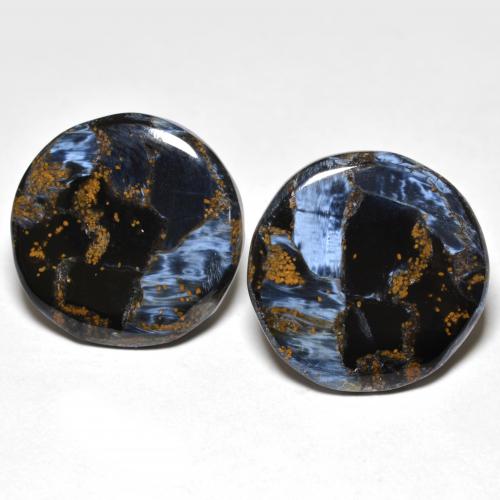 Pedras preciosas de pietersita multicolorido natural de 20,74 ct, corte redondo, opaco