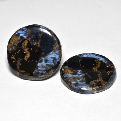 Pedras preciosas de pietersita multicolorido natural de 20,74 ct, corte redondo, opaco
