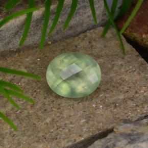 Prehnita verde natural 4,81ct, corte oval, translúcido