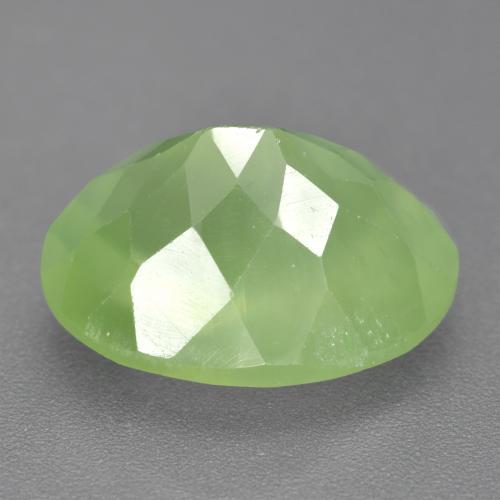 Prehnita verde natural 9,84ct, corte oval, translúcido