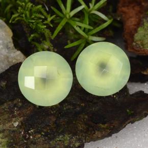 Pedras preciosas de prehnita verde natural de 3,95 ct, corte redondo, translúcido