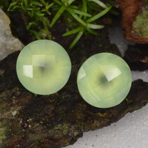 Pedras preciosas de prehnita verde natural de 3,95 ct, corte redondo, translúcido