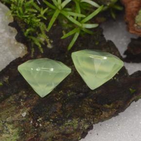 Pedras preciosas de prehnita verde natural de 3,95 ct, corte redondo, translúcido