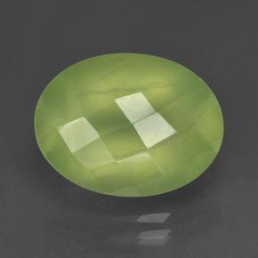 Prehnita verde natural 9,97ct, corte oval, translúcido