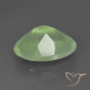 Prehnita verde natural 5,70ct, corte oval, translúcido