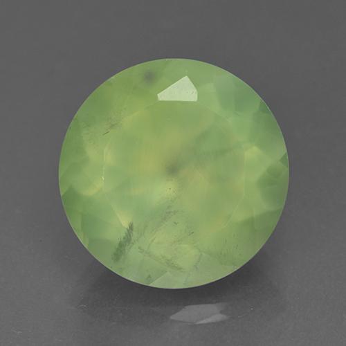 Prehnita verde natural 9,10ct, corte redondo, translúcido