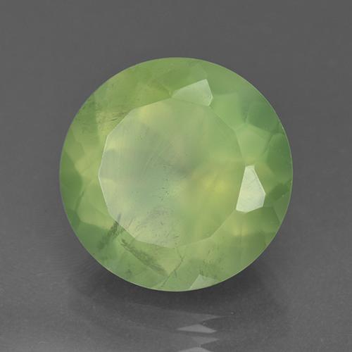 Prehnita verde natural 9,10ct, corte redondo, translúcido