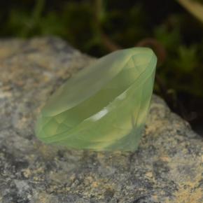 Prehnita verde natural 9,45ct, corte redondo, translúcido
