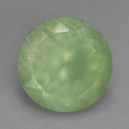 Prehnita verde natural 9,78ct, corte redondo, transparente