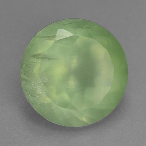 Prehnita verde natural 9,78ct, corte redondo, transparente