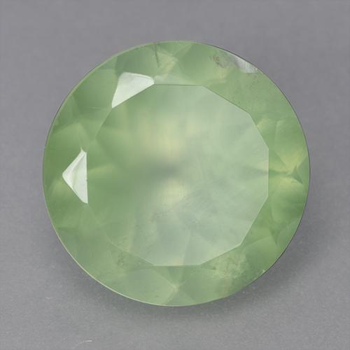 Prehnita verde natural 9,13ct, corte redondo, transparente