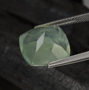 Prehnita verde natural 6,82ct, almofada cortada, translúcido