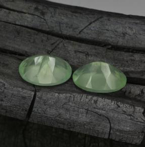 Pedras preciosas de prehnita verde natural de 11,71 ct, corte oval, translúcido