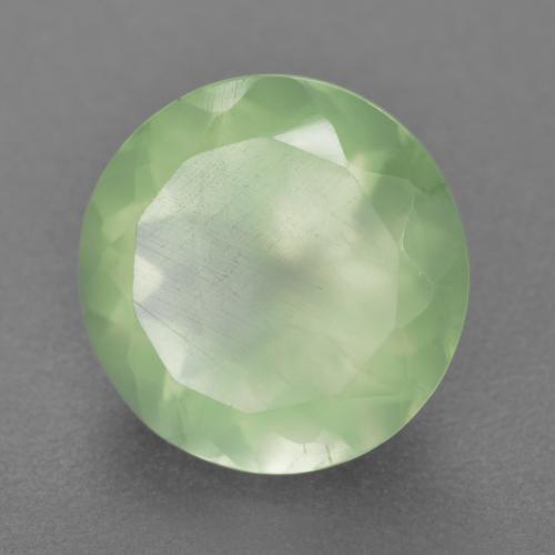 Prehnita verde natural 5,72ct, corte redondo, translúcido