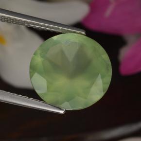Prehnita verde natural 5,50ct, corte redondo, translúcido