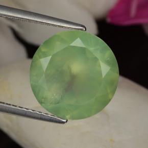Prehnita verde natural 5,97ct, corte redondo, translúcido