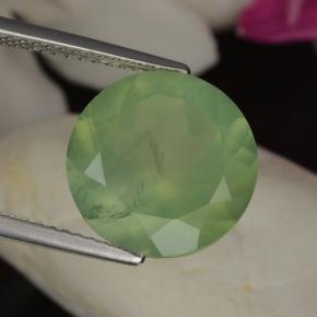 Prehnita verde natural 5,97ct, corte redondo, translúcido