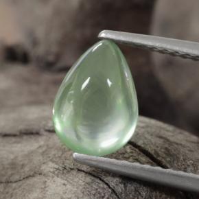 Prehnita verde natural 1,85ct, formato de pêra, transparente