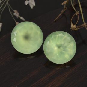 Pedras preciosas de prehnita verde natural de 11,55 ct, corte redondo, translúcido