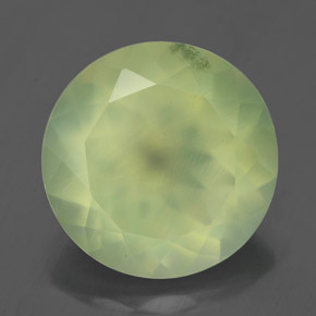 Prehnita verde natural 5,88ct, corte redondo, translúcido