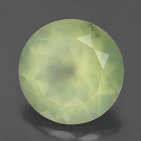 Prehnita verde natural 5,88ct, corte redondo, translúcido