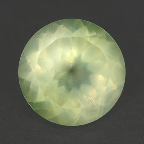 Prehnita verde natural 6,06ct, corte redondo, translúcido