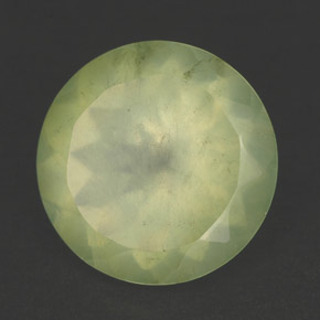 Prehnita verde natural 5,90ct, corte redondo, transparente