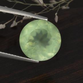 Prehnita verde natural 5,61ct, corte redondo, translúcido