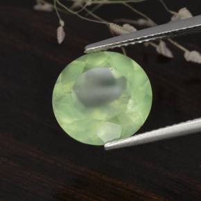 Prehnita verde natural 5,61ct, corte redondo, translúcido