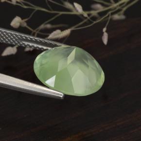 Prehnita verde natural 5,61ct, corte redondo, translúcido