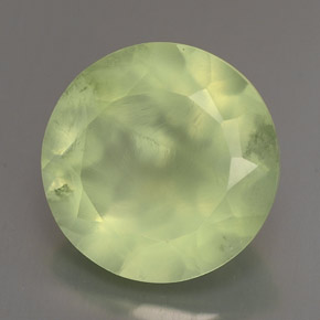 Prehnita verde natural 6,02ct, corte redondo, transparente
