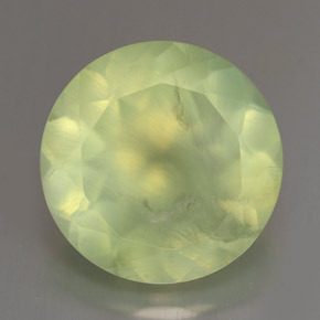 Prehnita verde natural 5,84ct, corte redondo, transparente