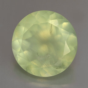 Prehnita verde natural 5,84ct, corte redondo, transparente