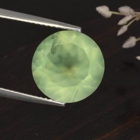 Prehnita verde natural 5,61ct, corte redondo, translúcido