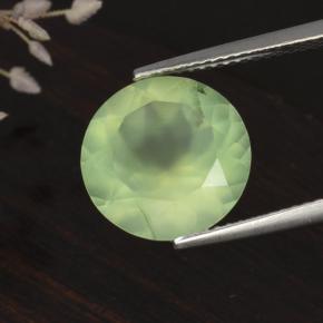 Prehnita verde natural 5,61ct, corte redondo, translúcido