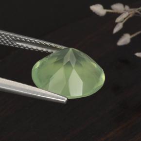 Prehnita verde natural 5,61ct, corte redondo, translúcido