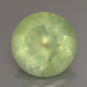 Prehnita verde natural 5,77ct, corte redondo, transparente