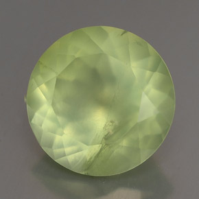 Prehnita verde natural 5,77ct, corte redondo, transparente