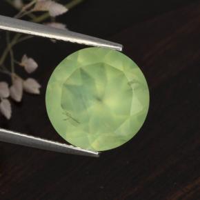 Prehnita verde natural 5,62ct, corte redondo, translúcido