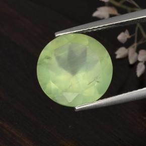 Prehnita verde natural 5,62ct, corte redondo, translúcido