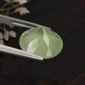 Prehnita verde natural 5,62ct, corte redondo, translúcido